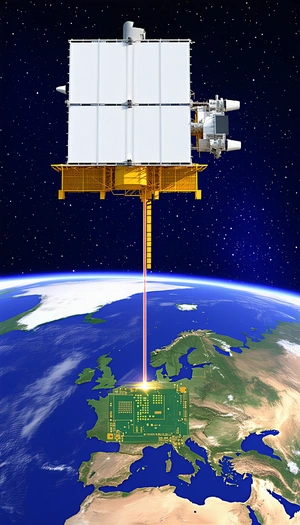 A Large Satellite Or Space Station Floating Above The Earth