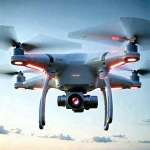 Tech Pastel Drawing: Drone With Streaming Content With White Drone