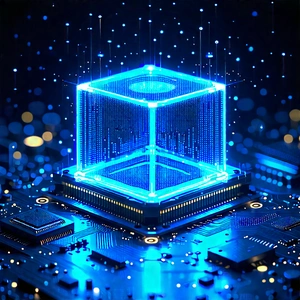 Quantum Computer With Blue Light (glow:1.46) With Blue