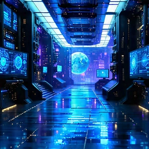 Artificial Intelligence Visualization With Futuristic Scene,