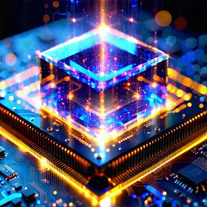Quantum Computer With Holographic Projection With Close-up Computer