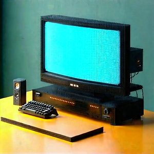 Entertainment Technology In Tech Office With Black Computer