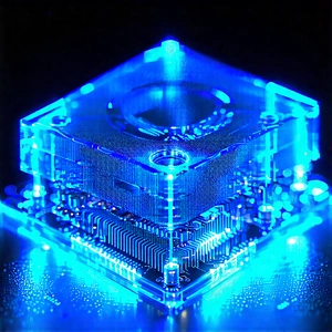 Quantum computer with blue light glow