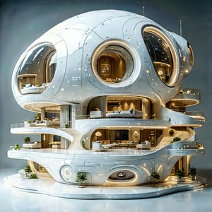 Futuristic Smart Home With Large White