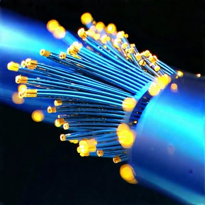 Close-up Of Fiber Optic Cables With Blue Wire