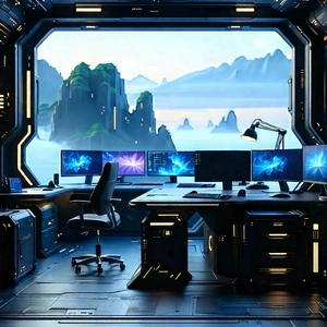 Futuristic Tech Startup Office With Image, There
