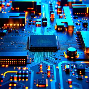 Circuit board with neon accents
