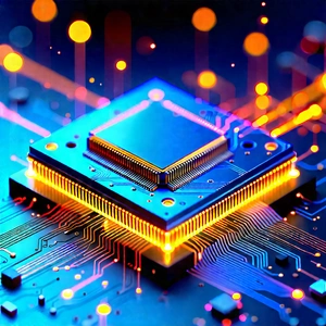 Microchip With Laser Scanning With Close-up Computer