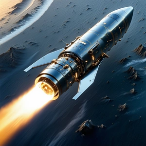 A Space Shuttle Is Flying Through The Air, Leaving A Trail Of Smoke Behind It