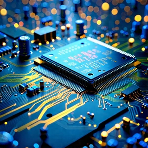 Close-up Of Electronic Circuit With Computer Chip