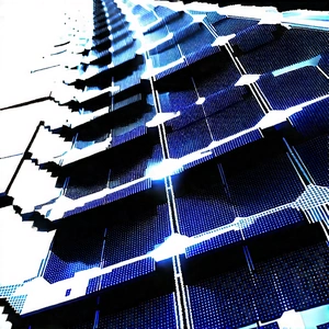Solar Panel With Digital Particles With Blue White