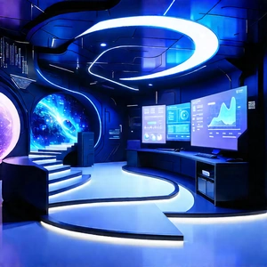 Futuristic Tech Startup Office With Futuristic Setting,