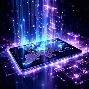 Tablet With Glowing Screen With Tablet Computer