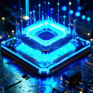 Quantum computer with blue light glow