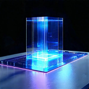 Futuristic Digital Workspace With Blue, Illuminated