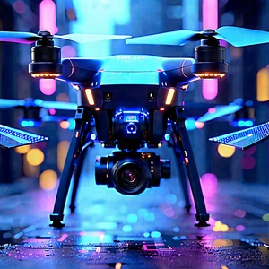 Drone With User Interface With Blue Drone