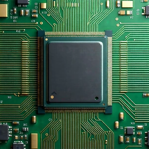 Tech 3D Render: Close-up of microprocessor