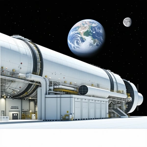 A Large White Spacecraft Is Docked At A Space Station