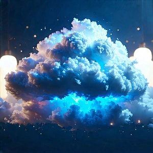 Cloud Computing Visualization With Large, Blue,