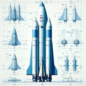 A Blue And White Space Shuttle Is Shown In A Series Of Diagrams, Illustrating Its Various Components