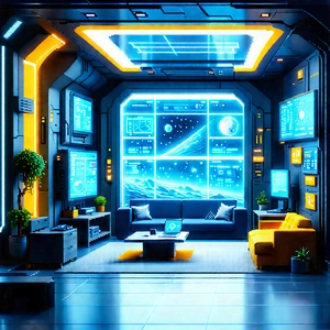 Futuristic Tech Startup Office With Futuristic Living
