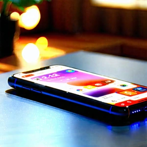 Tech Editorial Photography: Smartphone With Glowing Screen With Smartphone Placed