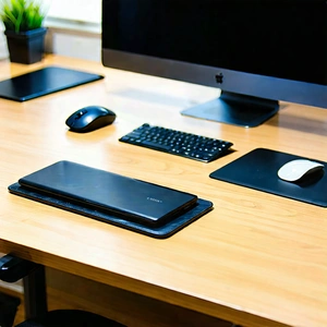 Business Tilt-Shift Photography: Workplace with (digital:1.21) devices on desk