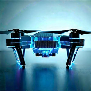 Drone With Glowing Screen With Blue Black