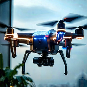 Drone With Data Visualization With Small Black