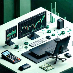 Financial Technology In Tech Office With Desk Laptop