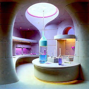 Futuristic Research Laboratory With Image, There