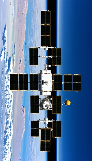 A Space Station With A Large Satellite Dish On Top Of It
