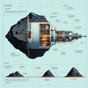 A Large Spacecraft Is Shown In A Diagram, With A Large Rock In The Center