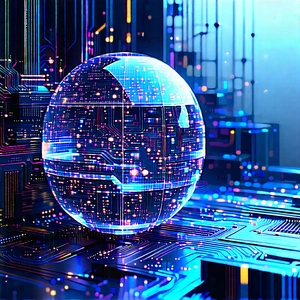 Quantum Computer With Data Streams With Large, Blue,