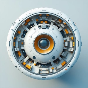 A Large, White, And Round Object That Resembles A Spacecraft Or A Satellite