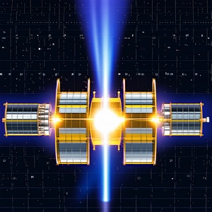 A Spacecraft With A Large, Bright Light Shining On It
