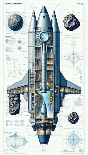 A Space Shuttle Is Shown In A Cross-sectional View, With The Cockpit And The Engine Room Visible