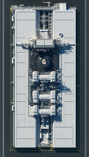 A Large White Structure Is Shown In A Blue And White Color Scheme