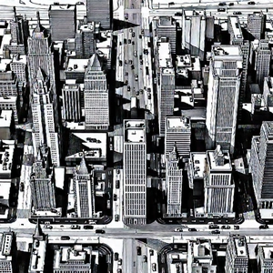 Urban Etching: Aerial view of (city:1.32) blocks