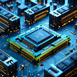 Tech Isometric Design: Close-up of memory module
