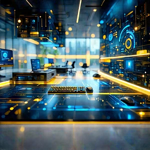 Futuristic Tech Startup Office With Image, There