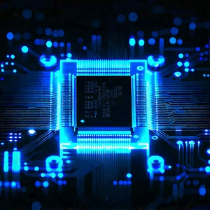 Microchip with blue light glow