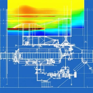 The Image Is A Blueprint Of A Large Structure, Possibly A Building Or A Machine