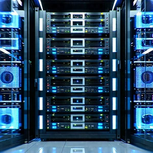 Server rack with data streams