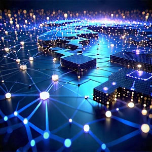 Blockchain Network Visualization With Blue White