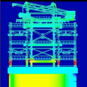 The Image Is A 3d Model Of A Large Structure, Possibly A Bridge Or A Building