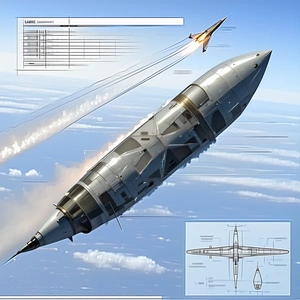 A Space Shuttle Is Shown In A Diagram, With A Missile Launching From The Top Of The Shuttle