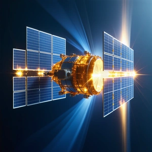 A Spacecraft With A Large Dome On Top, Which Appears To Be A Satellite