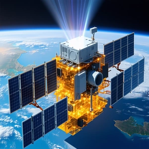 A Spacecraft With A Large Dome On Top, Floating In The Sky