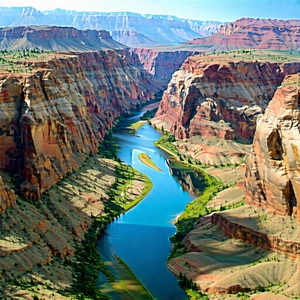 Nature Graphic Design: Aerial View Of Canyon System With Beautiful River